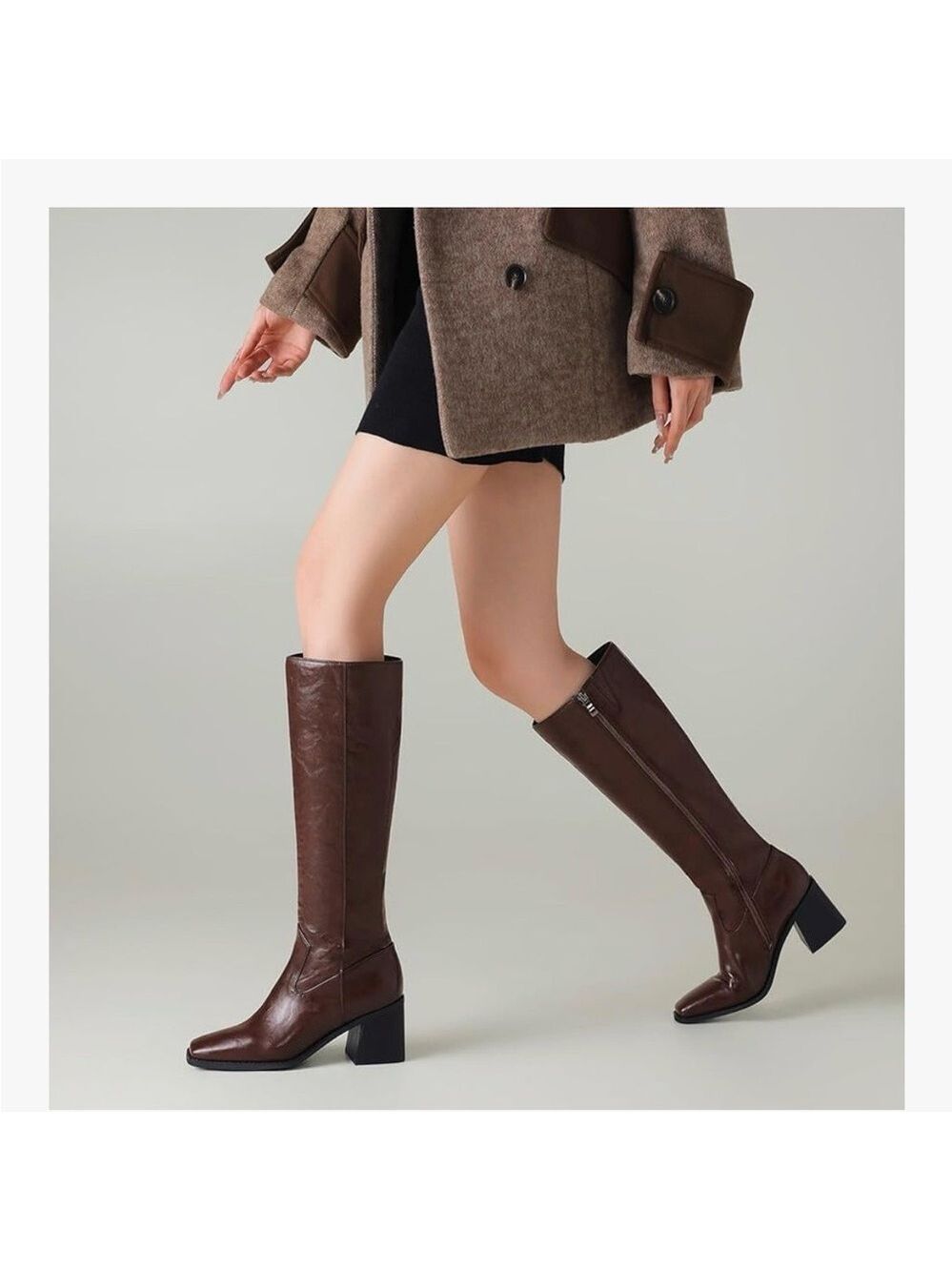 Brown Knee High Women's Boots - Picture 3 of 14